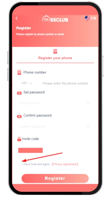 Tick the privacy agreement